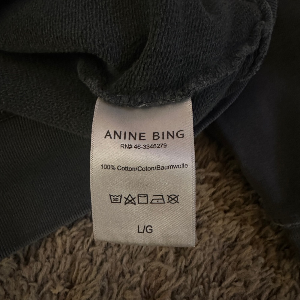 Anine Bing women’s Ramona Street Dark Gray Graphic Crewneck Sweatshirt sz L - Picture 5 of 7